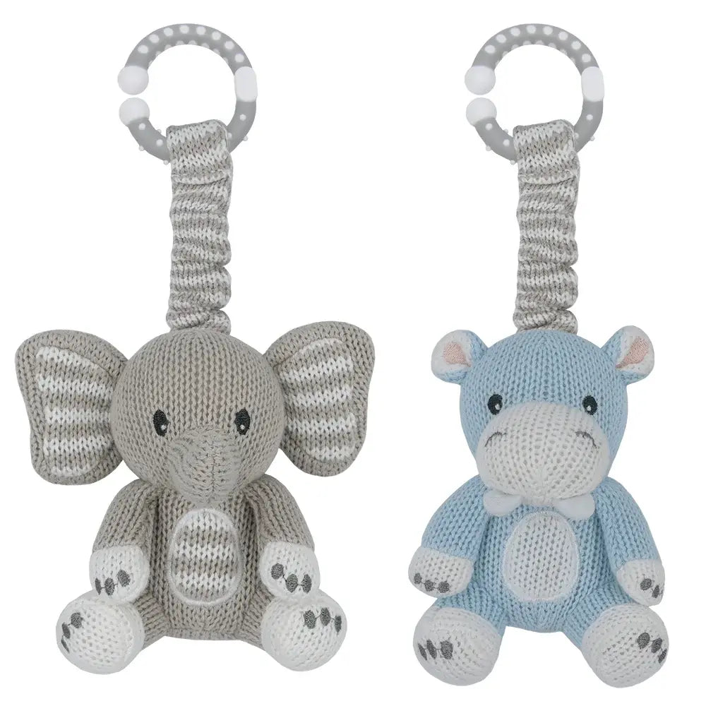 Living Textiles 2pk Stroller Toys - Elephant & Hippo