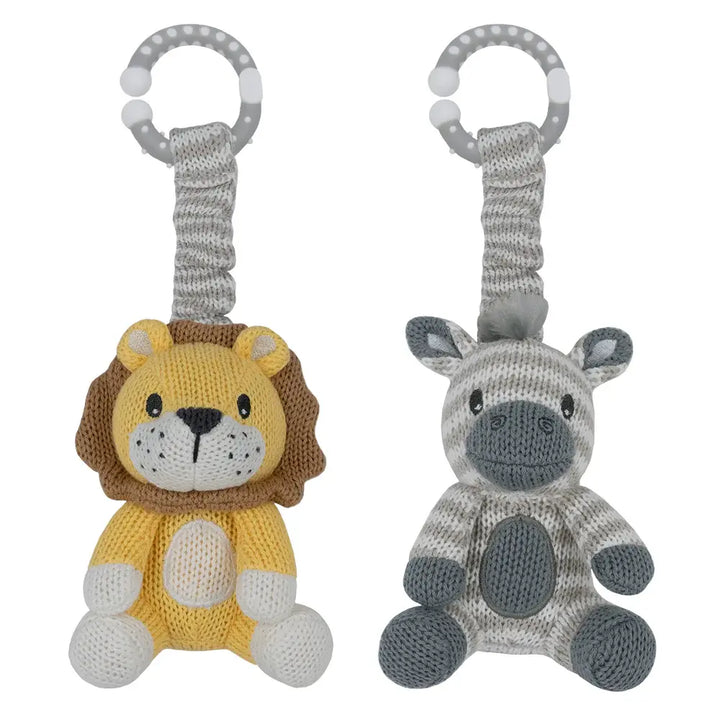 Living Textiles 2pk Stroller Toys - Zebra & Lion