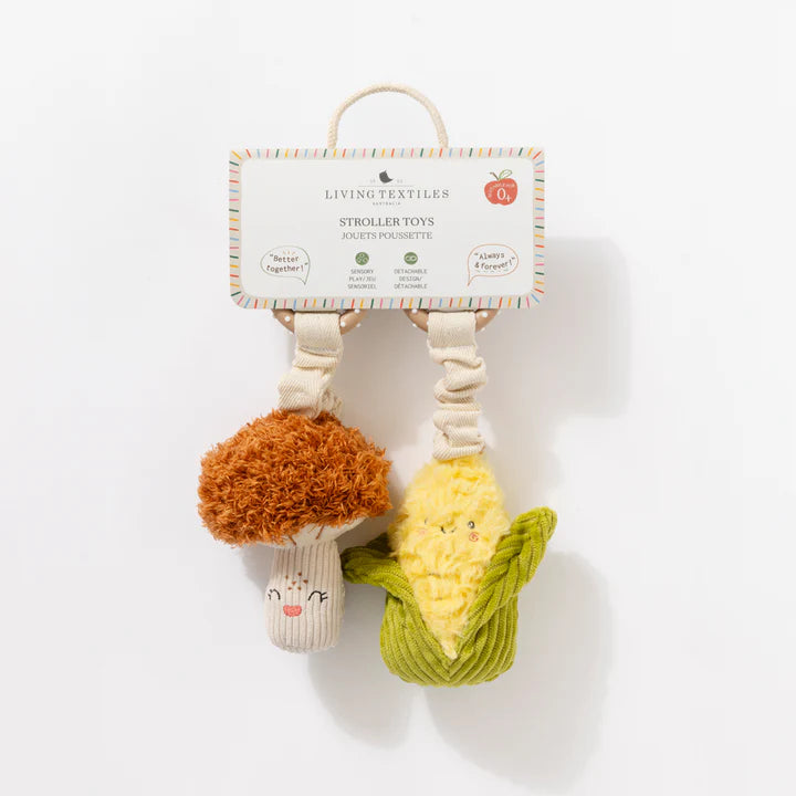 Living Textiles 2 Pack Mini Market Brunch Stroller Toys - Mushroom & Corn