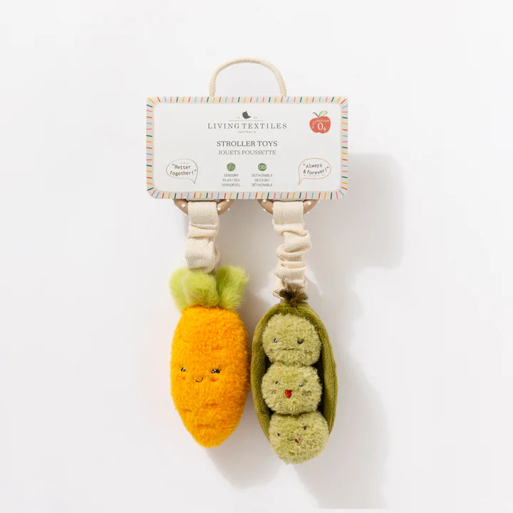 Living Textiles 2 Pack Mini Market Brunch Stroller Toys - Carrot & Green Peas