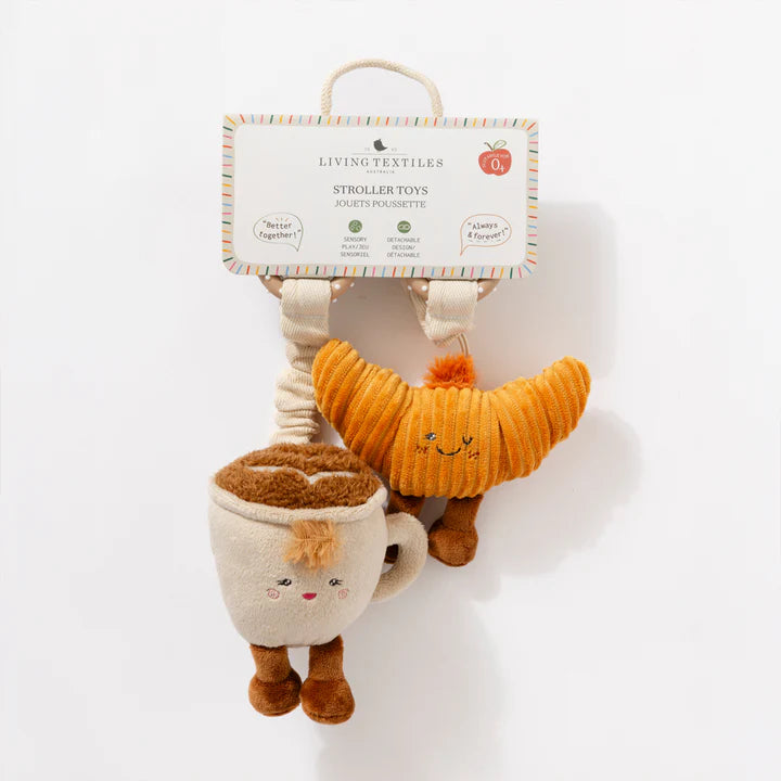 Living Textiles 2 Pack Mini Market Stroller Toys - Coffee & Croissant