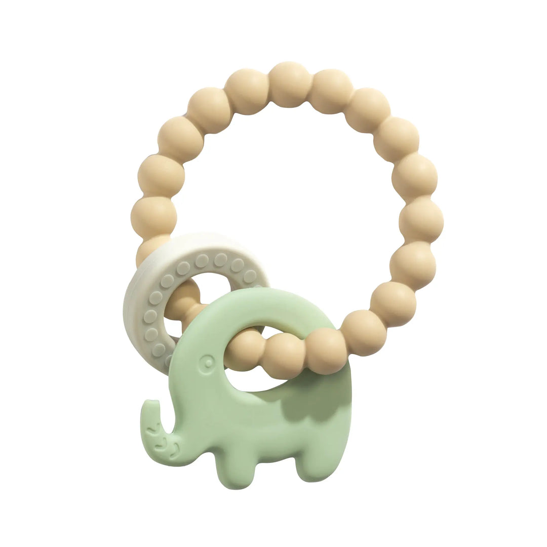 Playground Silicone Elephant Teether - Light Sage