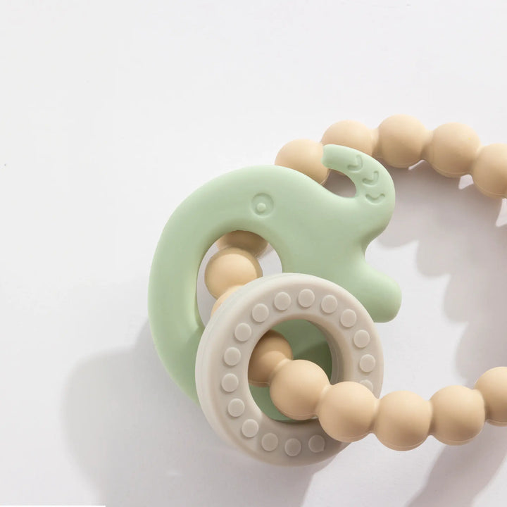 Playground Silicone Elephant Teether - Light Sage
