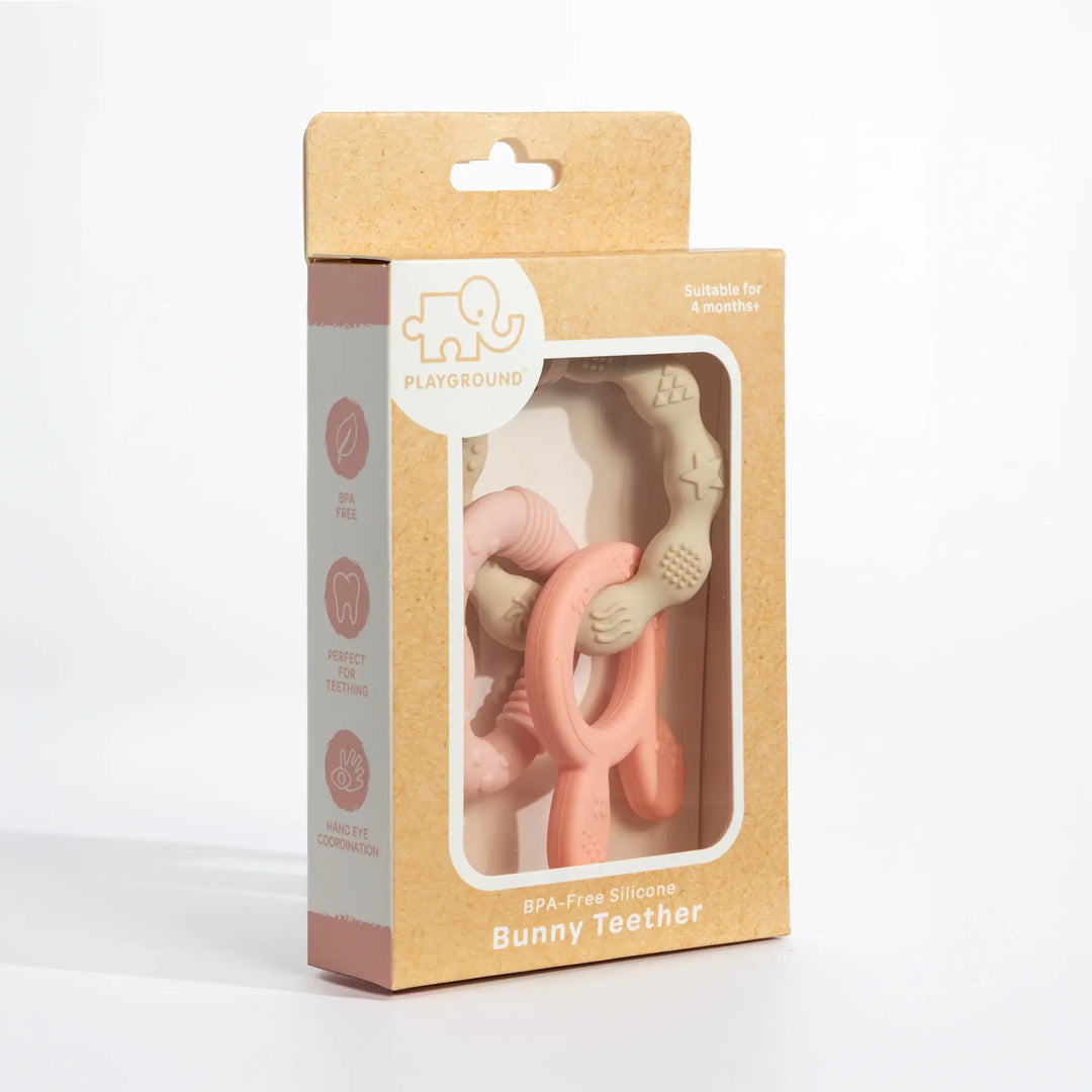 Playground Silicone Bunny Teether - Pink