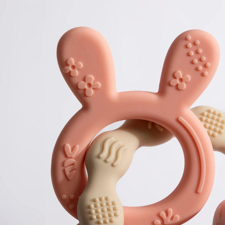 Playground Silicone Bunny Teether - Pink