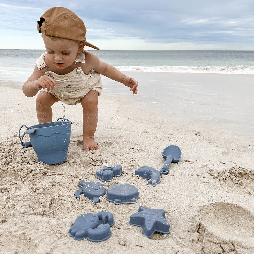 Playground Silicone 8pc Bucket & Spade Set-Steel Blue