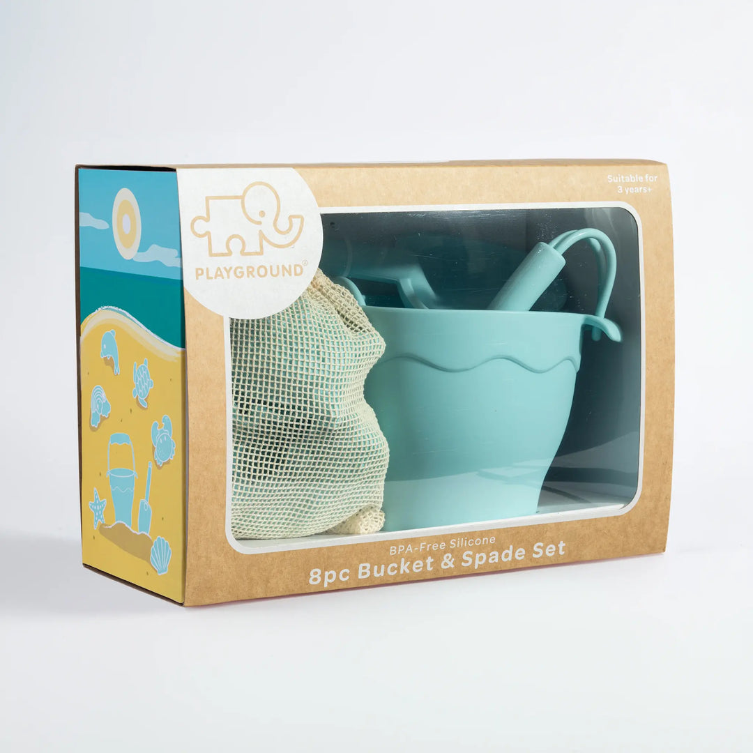 Playground 8pc Silicone Bucket Set - Light Blue