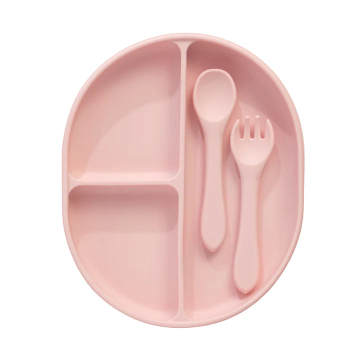 Playground by Living Textiles Silicone Feeding Set- Light Pink