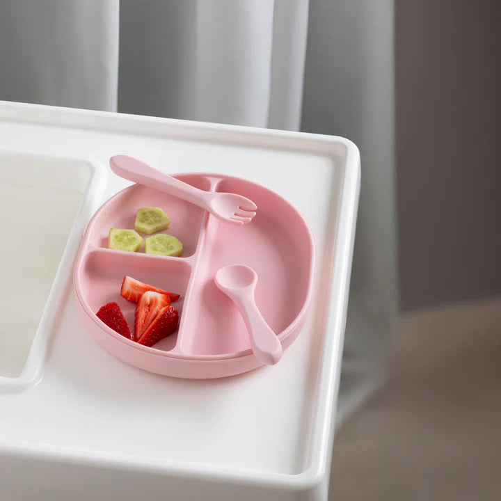 Playground by Living Textiles Silicone Feeding Set- Light Pink
