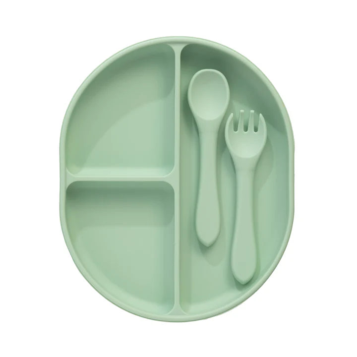 Playground by Living Textiles Silicone Feeding Set- Light Sage
