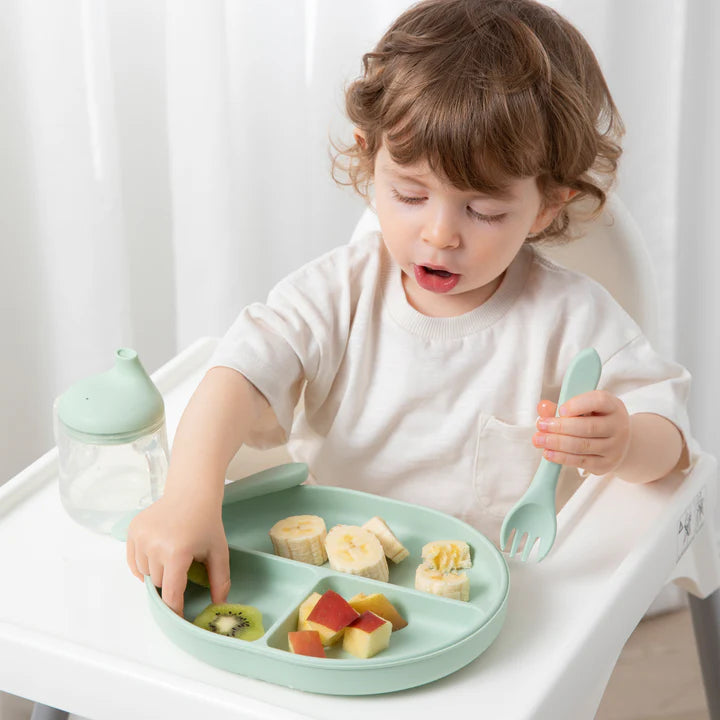 Playground by Living Textiles Silicone Feeding Set- Light Sage