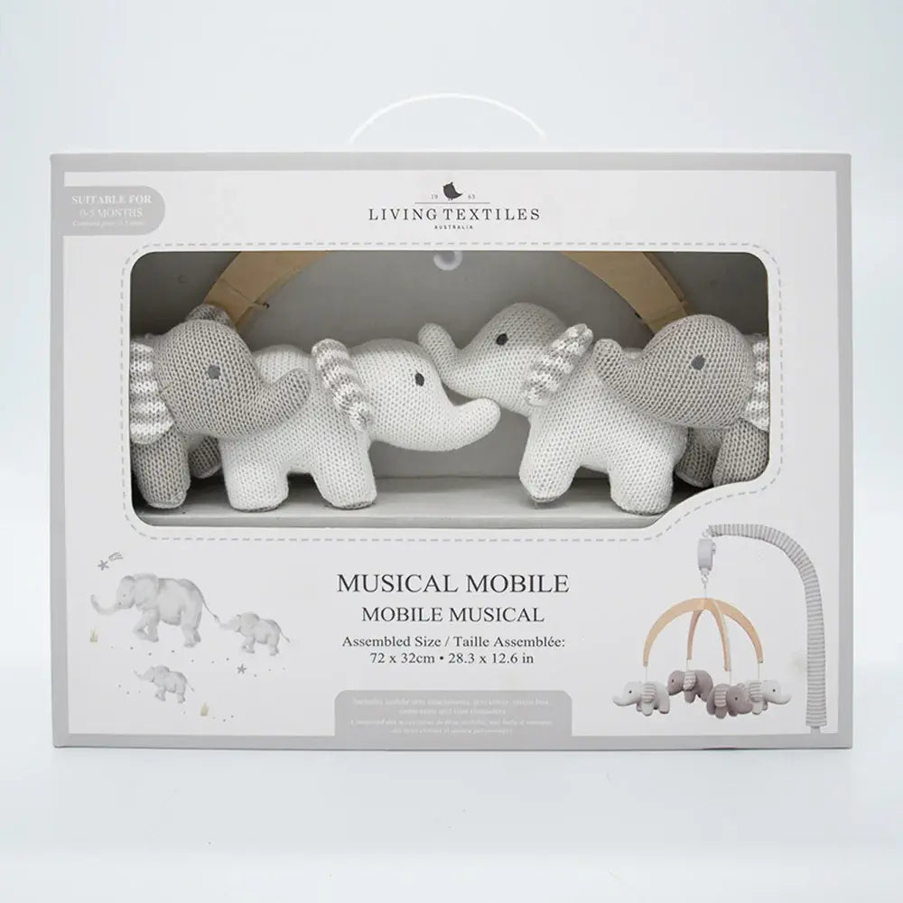 Living Textiles Musical Mobile Set - Elephants