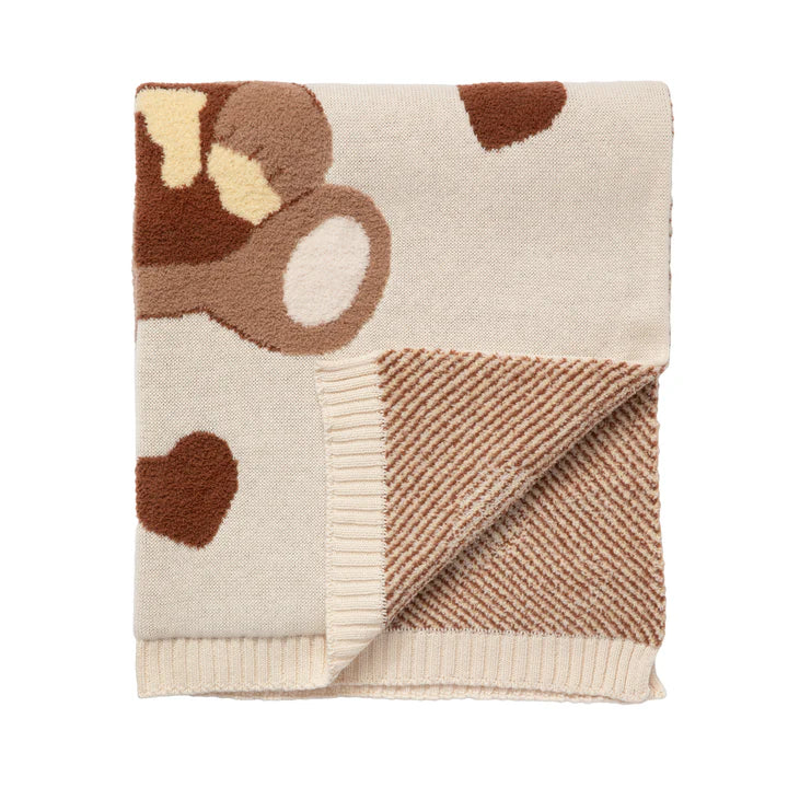 Living Textiles Jacquard Pram Blanket - Cuddly Bear