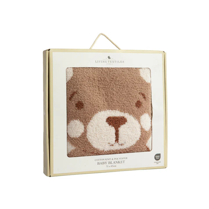 Living Textiles Jacquard Pram Blanket - Cuddly Bear