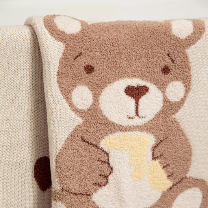 Living Textiles Jacquard Pram Blanket - Cuddly Bear