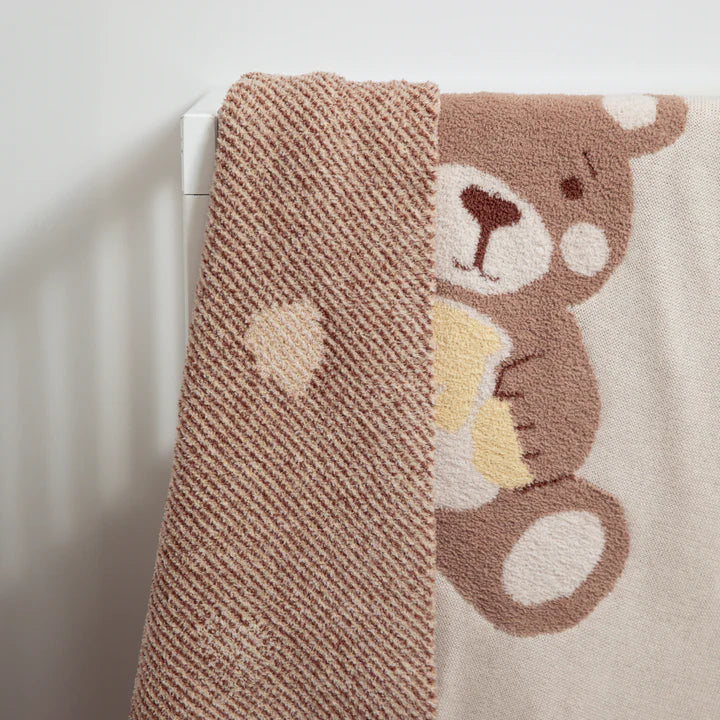 Living Textiles Jacquard Pram Blanket - Cuddly Bear
