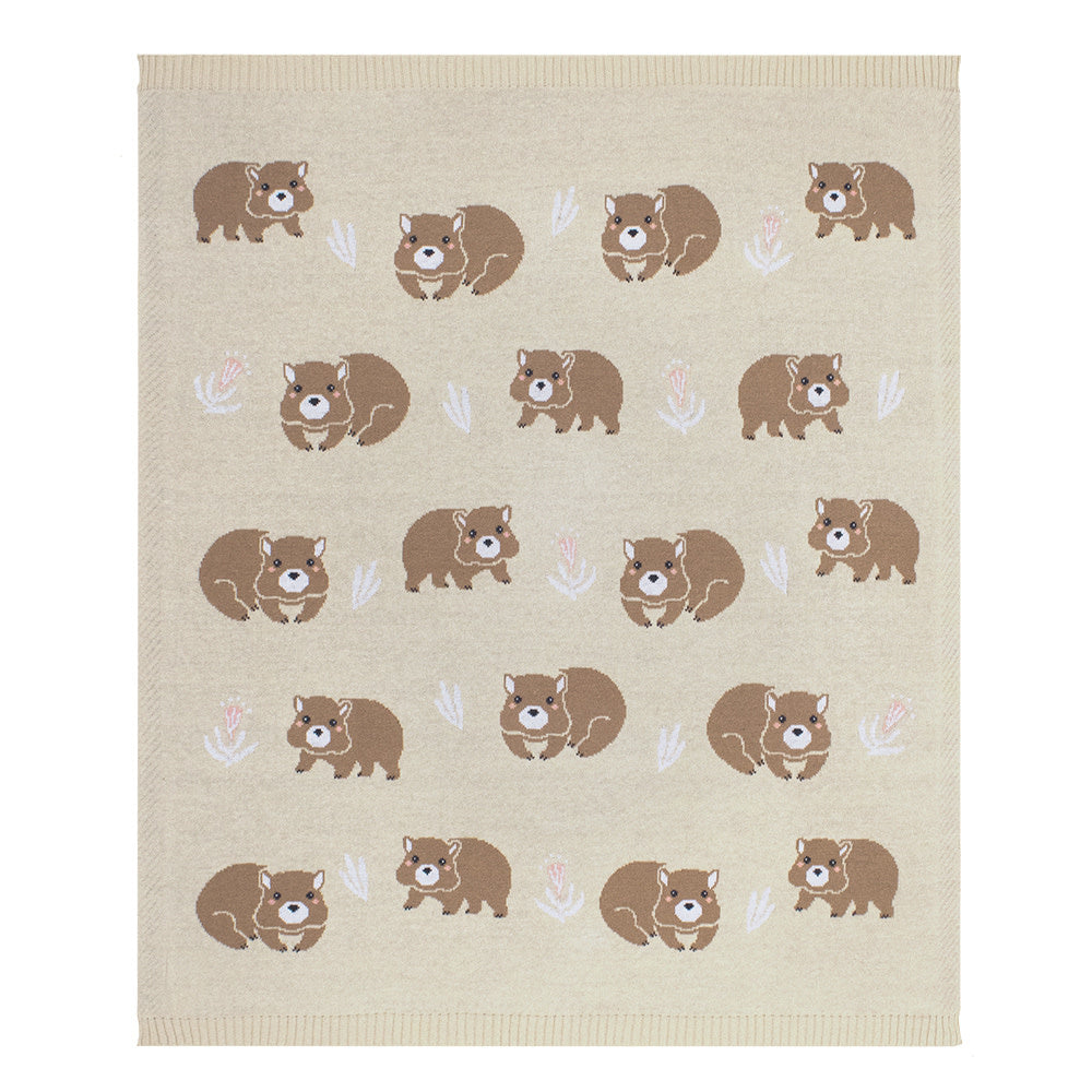 Australiana Baby Blanket - Wombat/Natural