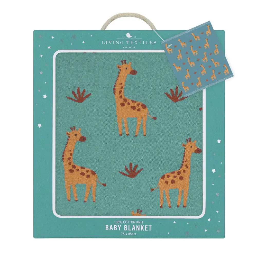 Living Textiles 100% Cotton Whimsical Giraffe Baby Blanket