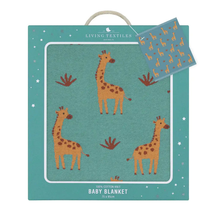 Living Textiles 100% Cotton Whimsical Giraffe Baby Blanket