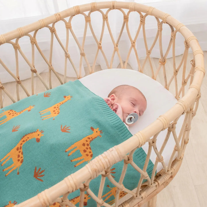 Living Textiles 100% Cotton Whimsical Giraffe Baby Blanket