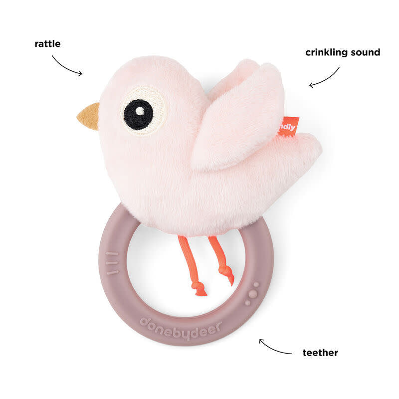 Done by deer Sensory Rattle with teether Birdee Powder