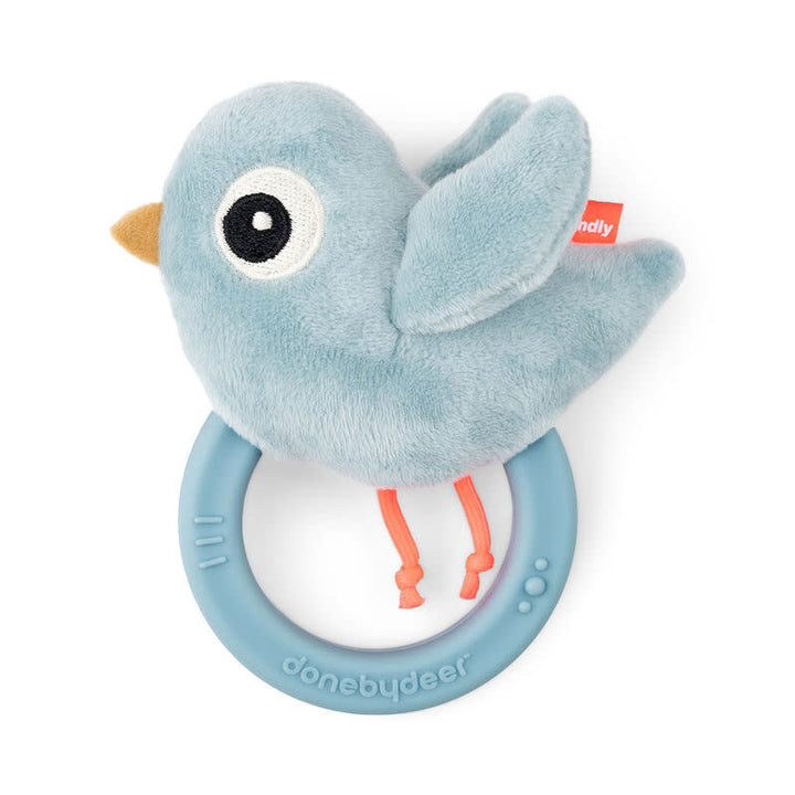 Done by deer Sensory rattle with teether Birdee Blue