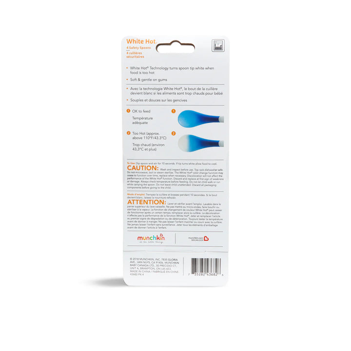 Munchkin White Hot Infant Safety Spoons - 4Pk