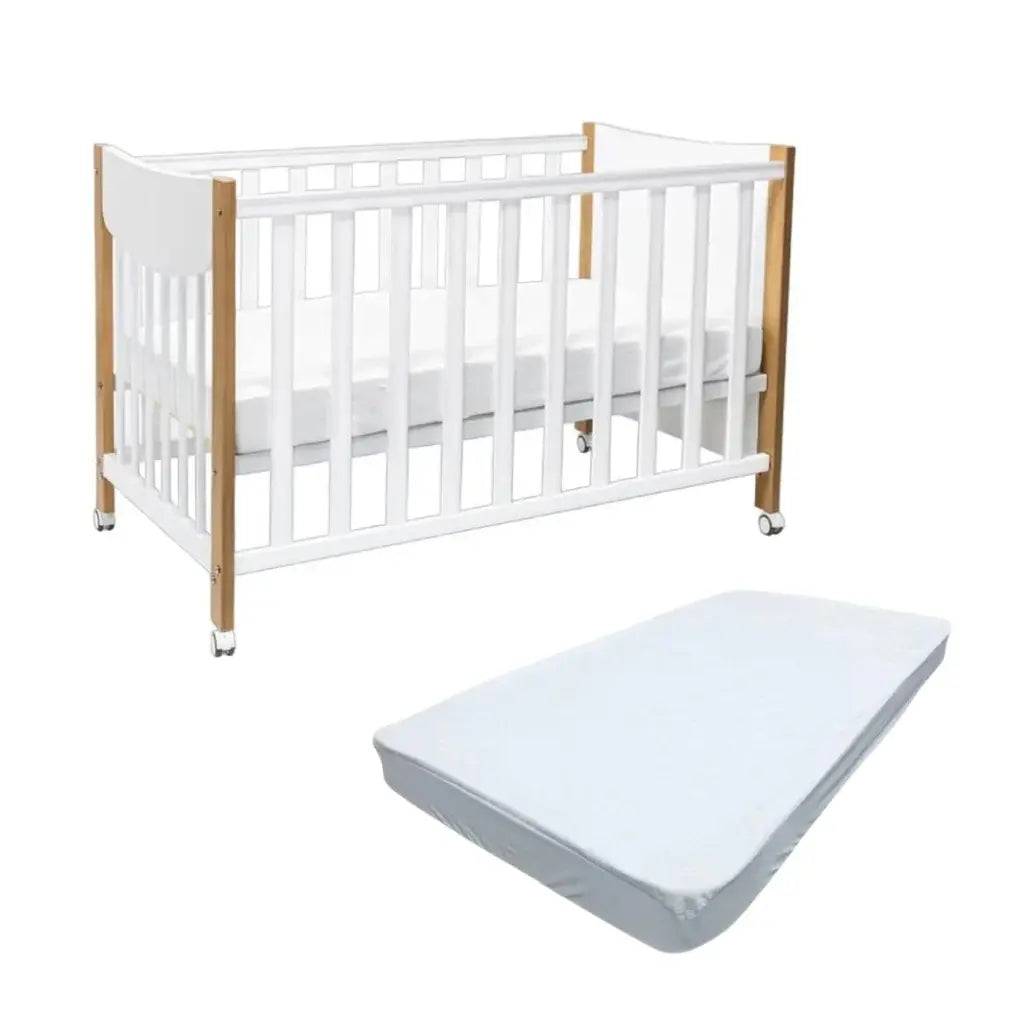 Sweet Pea Lucas compact cot Sandstone + Compact Foam Mattress (120x60x6cm)