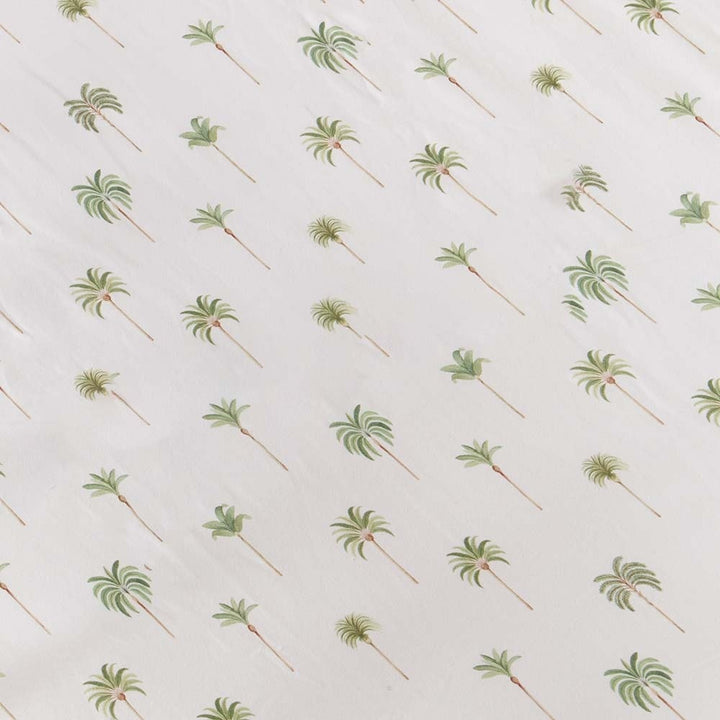Fitted Cot Sheet Green Palm