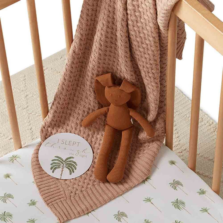 Fitted Cot Sheet Green Palm