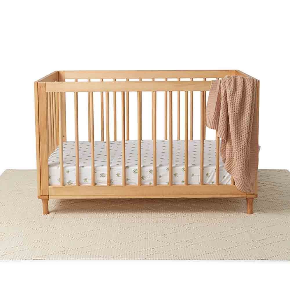 Fitted Cot Sheet Green Palm