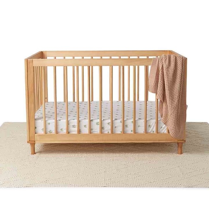Fitted Cot Sheet Green Palm