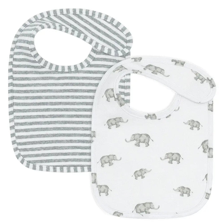 Living Textiles 2pk Baby Bib Set - Watercolour Elephant