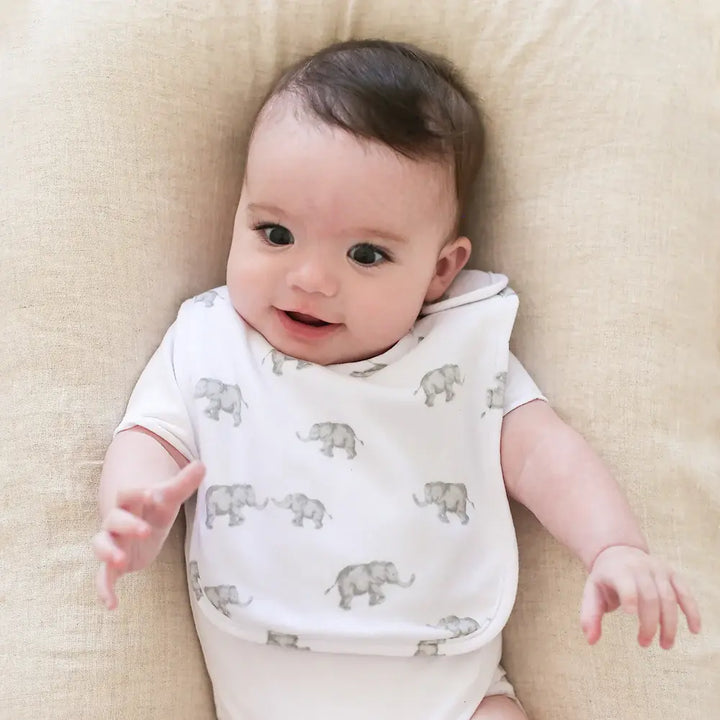 Living Textiles 2pk Baby Bib Set - Watercolour Elephant