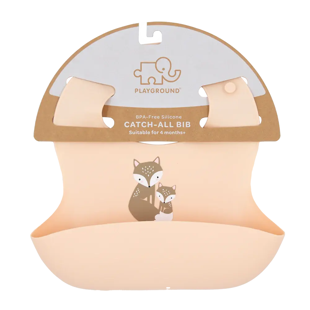 Playground Silicone Bib - Fox/Blush