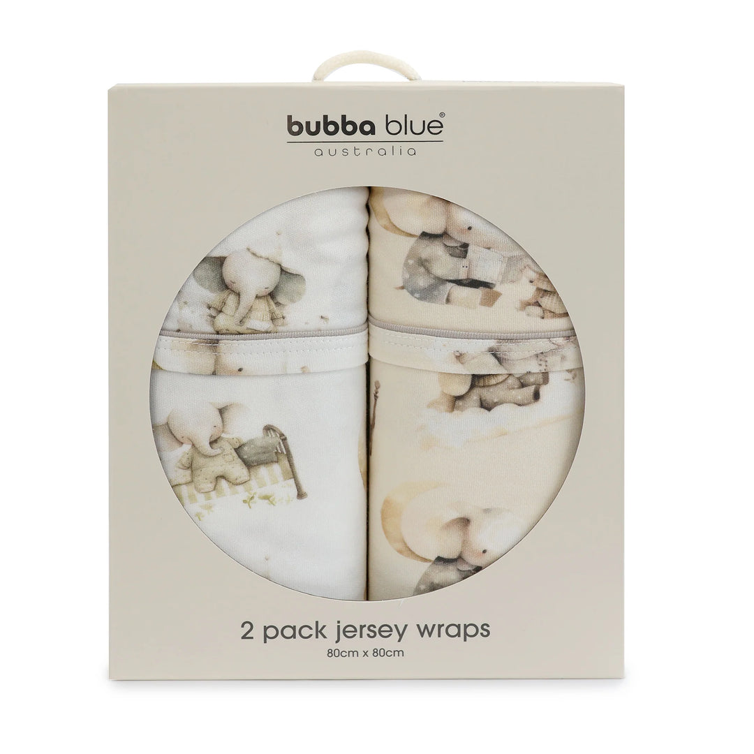 Bubba Blue Elephant Bedtime 2pk Jersey Wraps