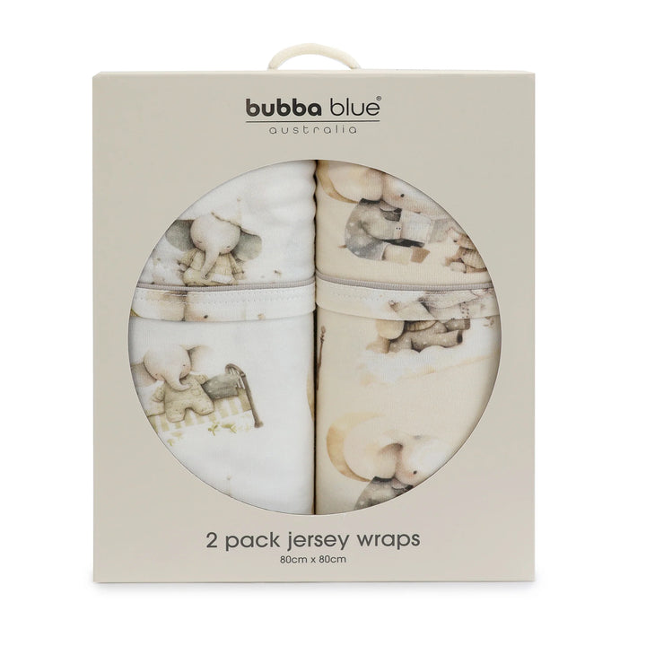Bubba Blue Elephant Bedtime 2pk Jersey Wraps