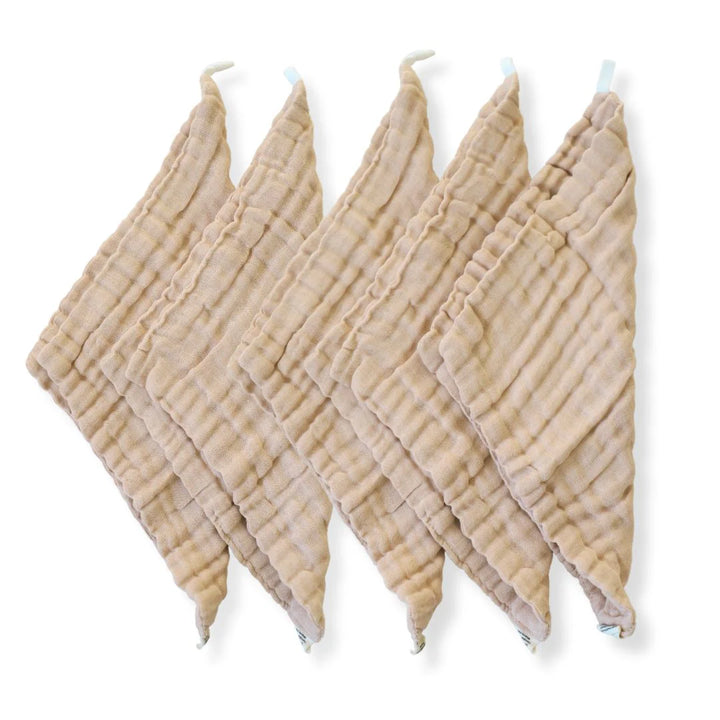 Fibre For Good Organic Cotton Reusable Baby Wipes (5-Pack) - Brown