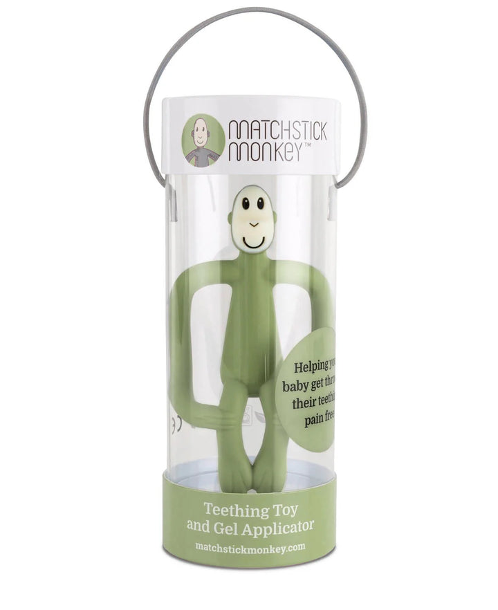 Matchstick Monkey Teething Toy and Gel Applicator - Olive