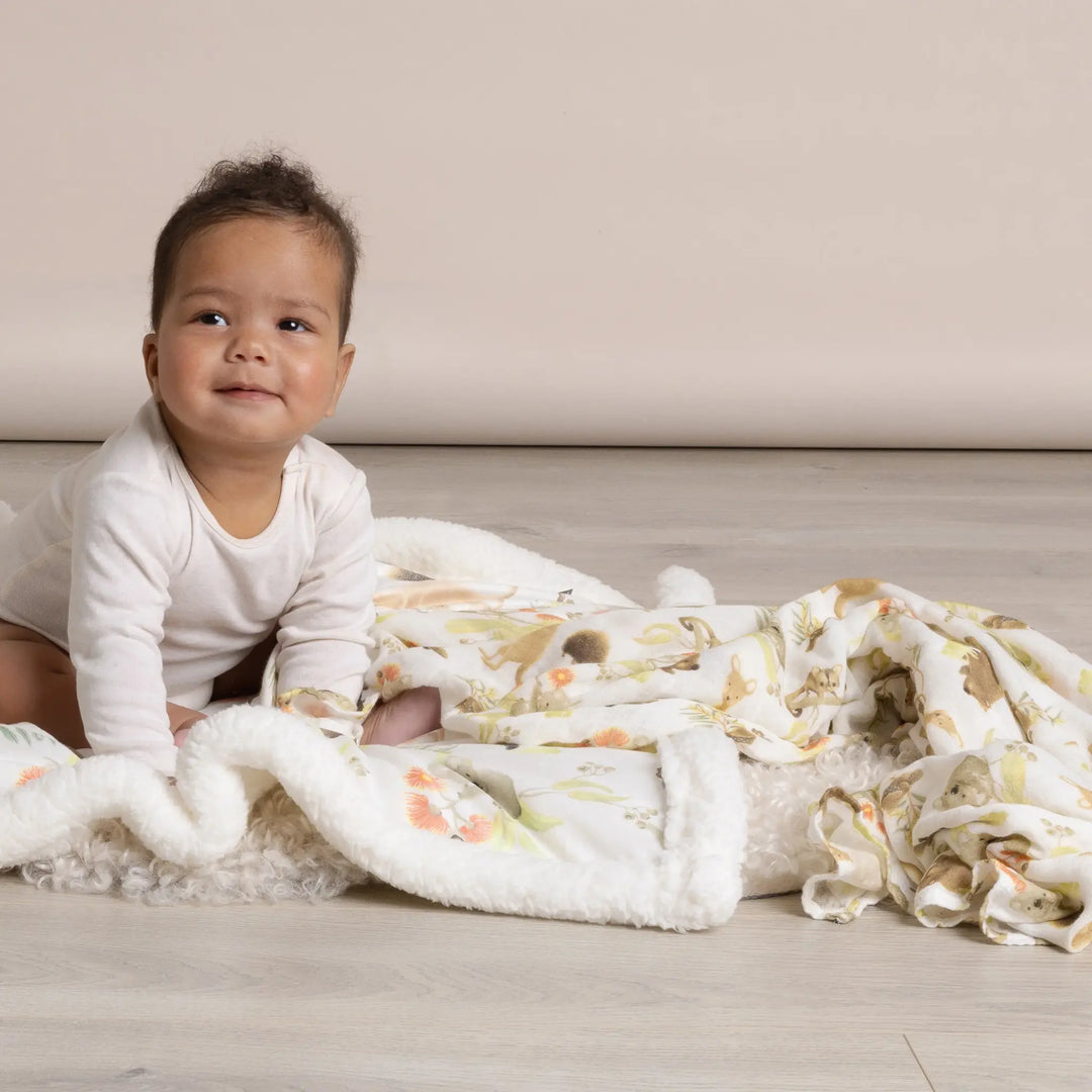 Bubba Blue Aussie Animals 3 PK MUSLIN WRAPS- OATMEAL