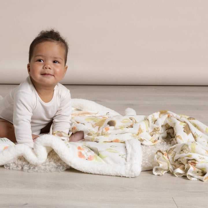 Bubba Blue Aussie Animals 3 PK MUSLIN WRAPS- OATMEAL