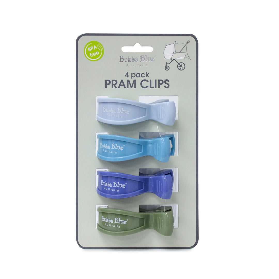 Bubba Blue 4pk Pram Clips Boy Pack - Dusty Blue/Teal/Navy/Pesto