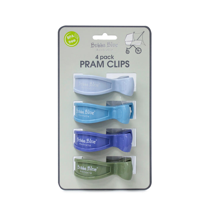 Bubba Blue 4pk Pram Clips Boy Pack - Dusty Blue/Teal/Navy/Pesto