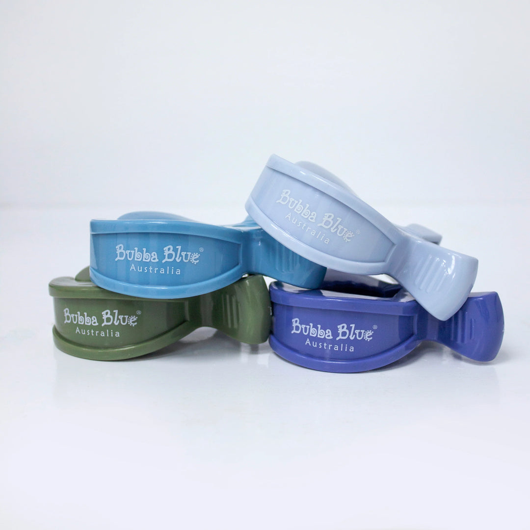 Bubba Blue 4pk Pram Clips Boy Pack - Dusty Blue/Teal/Navy/Pesto