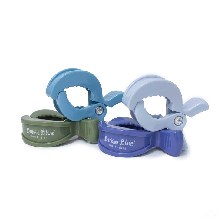Bubba Blue 4pk Pram Clips Boy Pack - Dusty Blue/Teal/Navy/Pesto