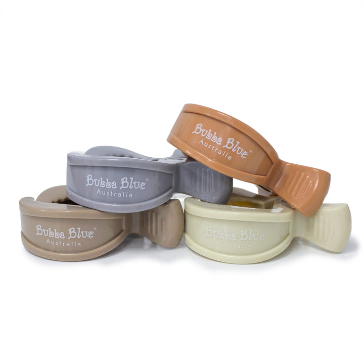 Bubba Blue 4pk Pram Clips Unisex Pack - Grey/Sand/Nutmeg/Terracotta