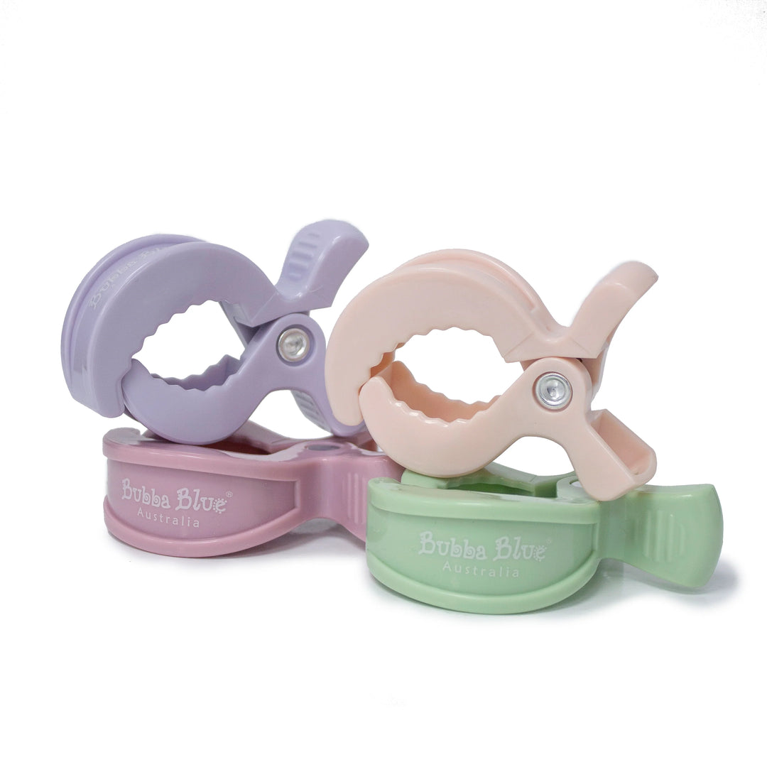 Bubba Blue 4pk Pram Clips Girl Pack - Dusty Berry/Salmon/Lilac/Olive