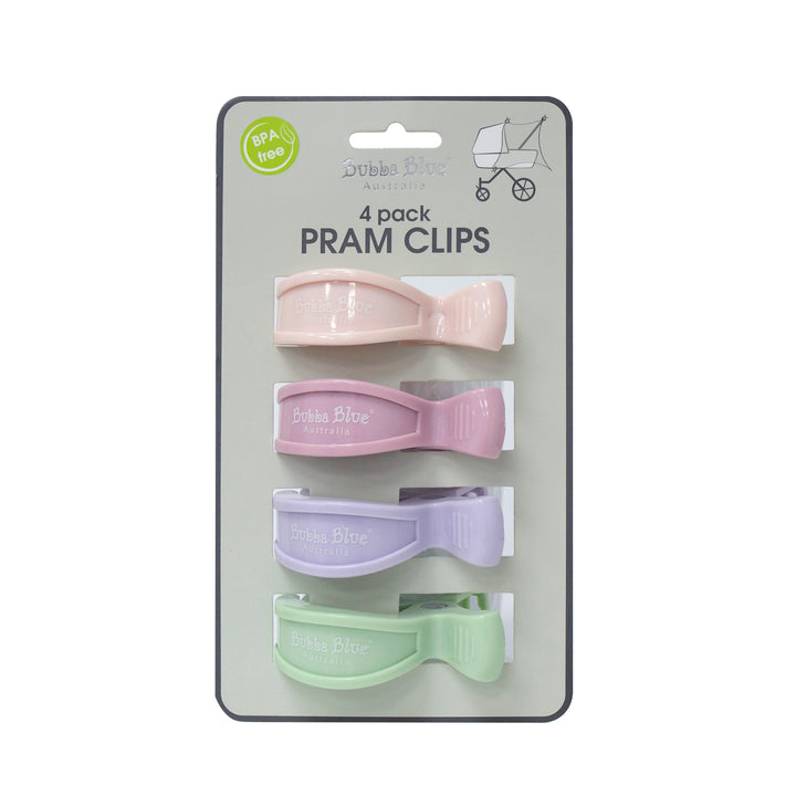 Bubba Blue 4pk Pram Clips Girl Pack - Dusty Berry/Salmon/Lilac/Olive