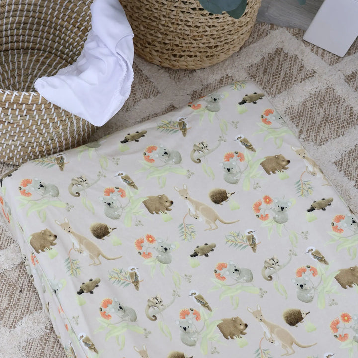 Bubba Blue Aussie Animals Waterproof Change Mat Cover - OATMEAL
