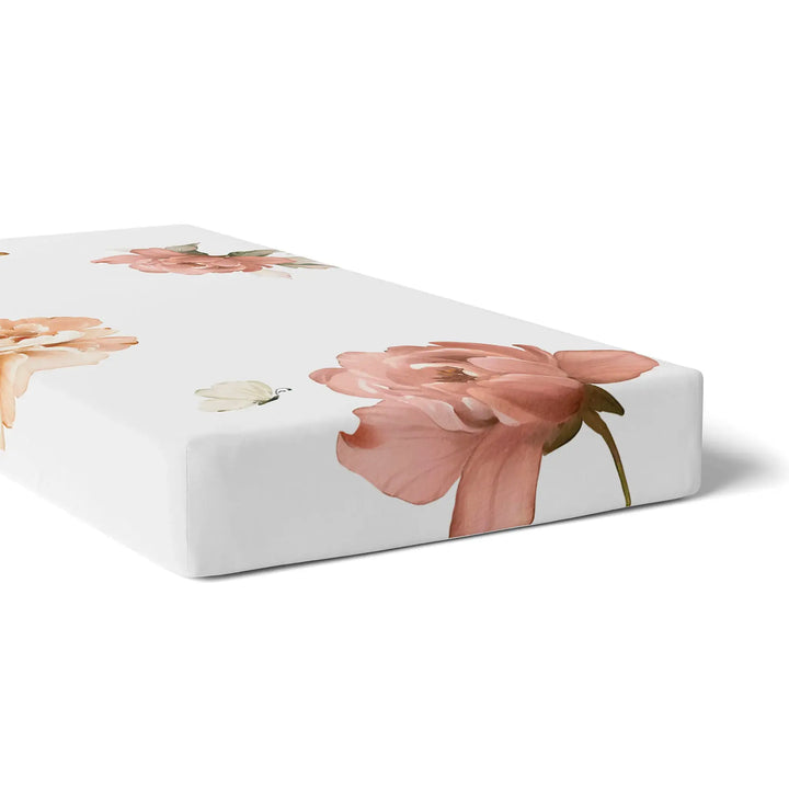 Bubba Blue Peonies Bamboo 2pk Jersey Cot Fitted Sheets